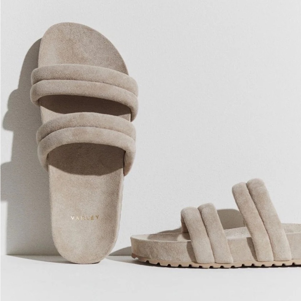 Varley Giles Quilted Suede Slides Mink
